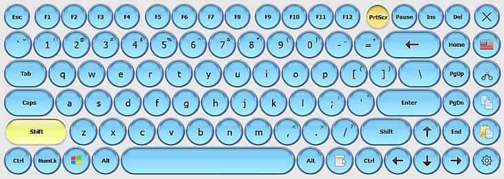 Virtual keyboard with round keys